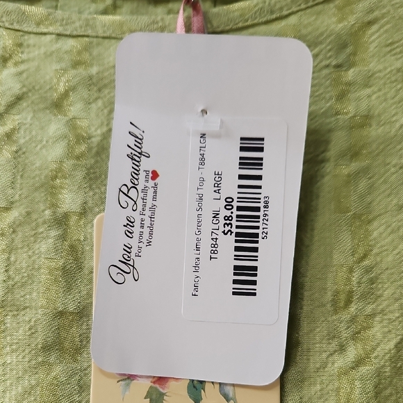 NWT Entro Pear Chartreuse Textured Cropped Blouse Large - Picture 4 of 10